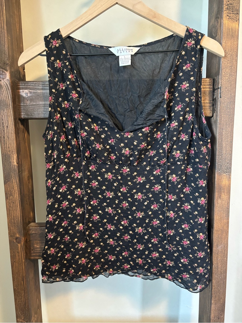 Allison Taylor Ditsy Floral Sleeveless Silk Blouse